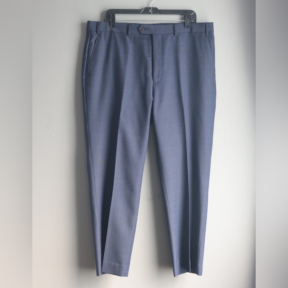 Lauren Ralph Lauren Dress Pants‎ Mens 38 X 29 Blue Wool Blend Muted Plaid Office